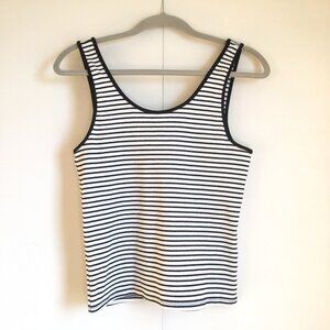 European H&M Black and White Striped Ribbed Tank Top